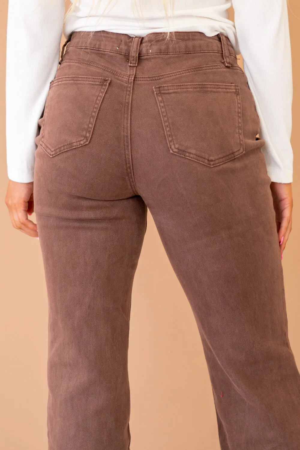 Acid Washed Frayed Hem Slim Wide Leg Pants