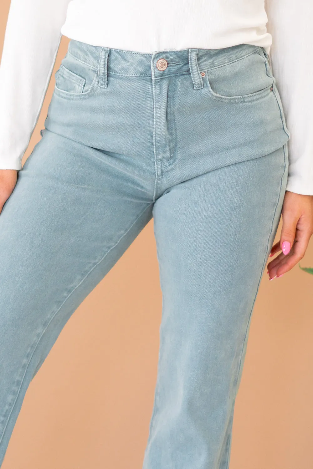 Acid Washed Frayed Hem Slim Wide Leg Pants