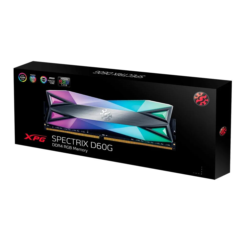 ADATA XPG Spectrix D60G 32GB (2X16GB) DDR4 RGB 3200MHZ PC4-25600 CL16-20-20 1.35V Desktop Memory (Tungsten Grey) (AX4U320016G16A-DT60)