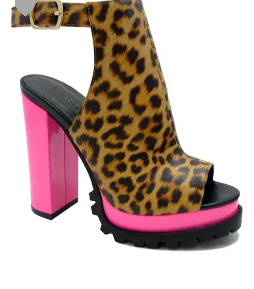 Amozae-2024 Spring High Heels Women's Boots Nightclub Sandals Leopard Thick Heels Comfortable Platform Open Toe Sandals Wedding Shoes