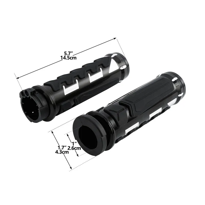 Attitude Inc Handlebar Hand Grips, Electric Throttle, 1 in, Handlebar, For Harley Sportster 883 1200 Softail Deluxe, Pair