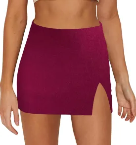 Black Mini Skirt Women's High Waisted Stretch Fitted Bodycon Skirt with Slit