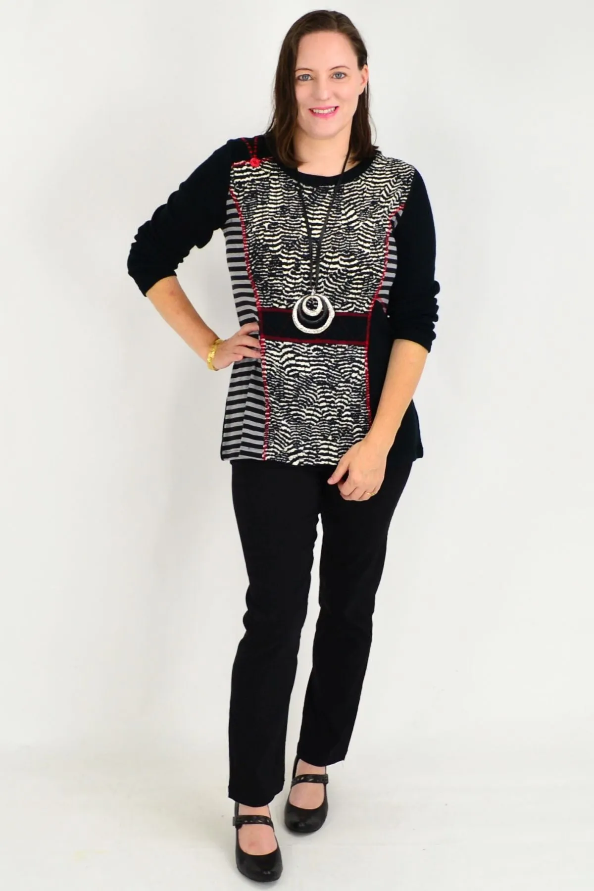 Black White Pumbaa Tunic Top
