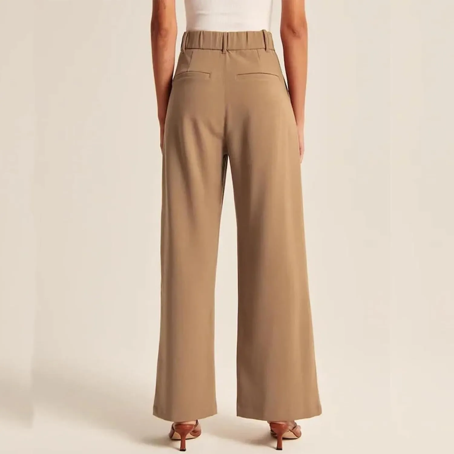 Black Wide-Leg Tailored Pants,Business Casual Pants for Women,High Elastic High Waisted Work Trousers