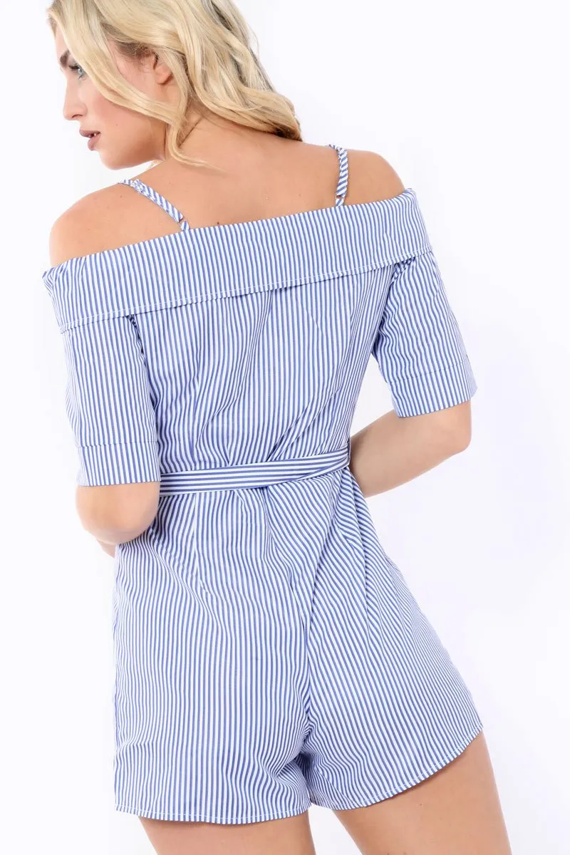 Blue Stripe Playsuit - Carlynn