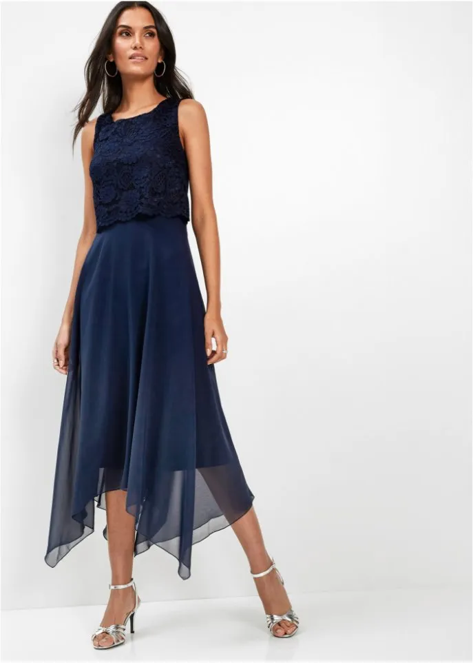 Bpc Selection Premium Lace Chiffon Dress, Blue