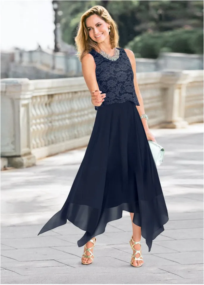 Bpc Selection Premium Lace Chiffon Dress, Blue