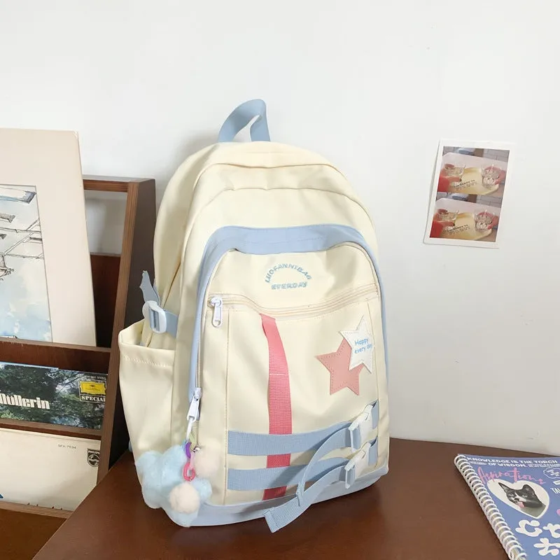 Burden Alleviation Backpack All-Matching Fresh Schoolbag Girl College Student Junior and Middle School Students Japanese Ins Backpack Preppy Style
