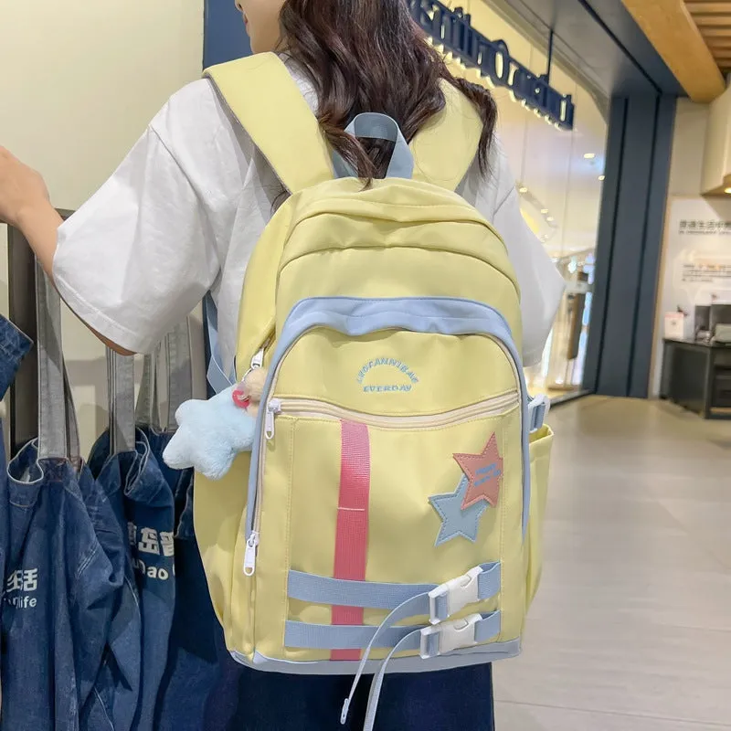 Burden Alleviation Backpack All-Matching Fresh Schoolbag Girl College Student Junior and Middle School Students Japanese Ins Backpack Preppy Style