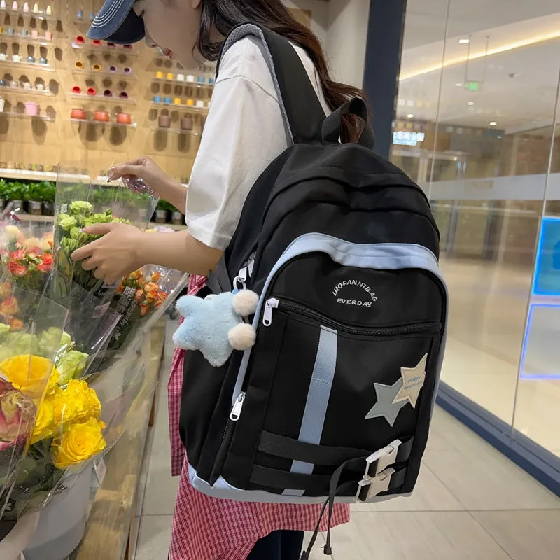 Burden Alleviation Backpack All-Matching Fresh Schoolbag Girl College Student Junior and Middle School Students Japanese Ins Backpack Preppy Style