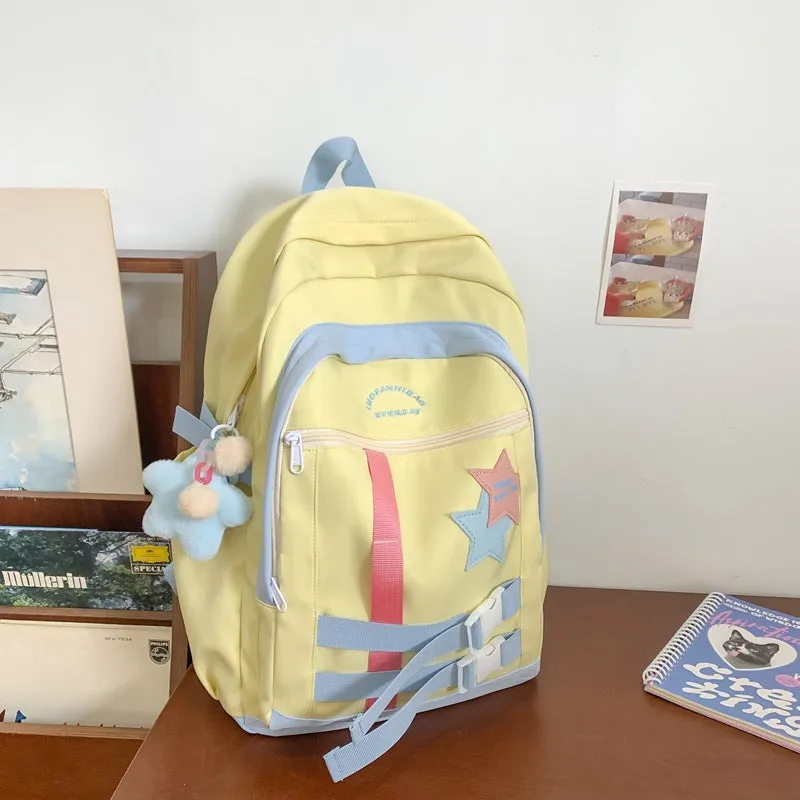 Burden Alleviation Backpack All-Matching Fresh Schoolbag Girl College Student Junior and Middle School Students Japanese Ins Backpack Preppy Style