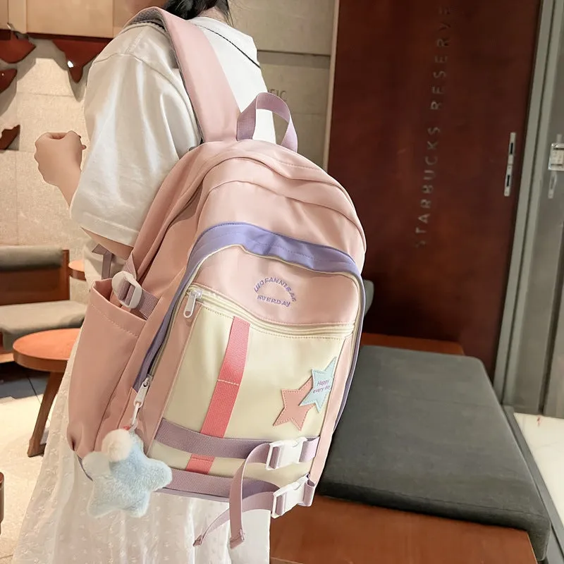 Burden Alleviation Backpack All-Matching Fresh Schoolbag Girl College Student Junior and Middle School Students Japanese Ins Backpack Preppy Style