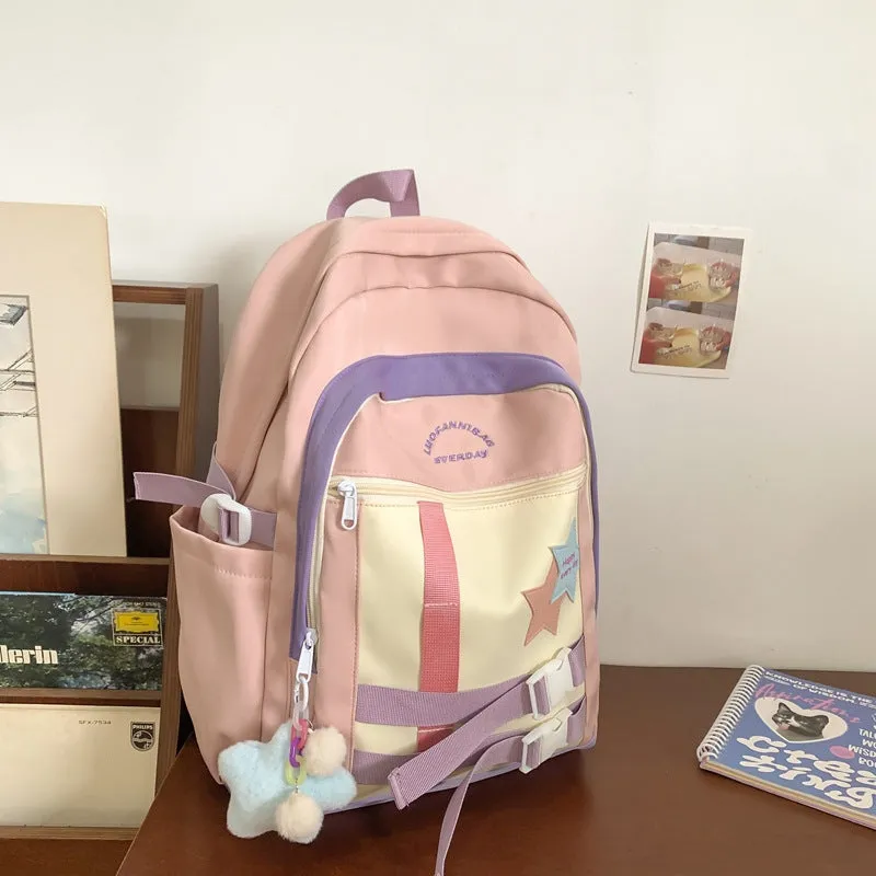 Burden Alleviation Backpack All-Matching Fresh Schoolbag Girl College Student Junior and Middle School Students Japanese Ins Backpack Preppy Style