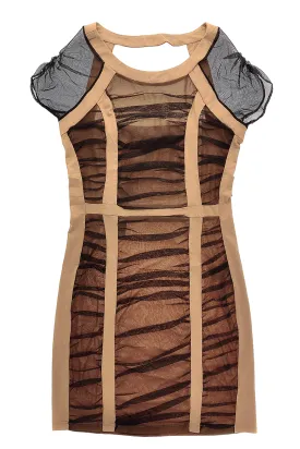 CARLOS MIELE MESH Nude Black Dress