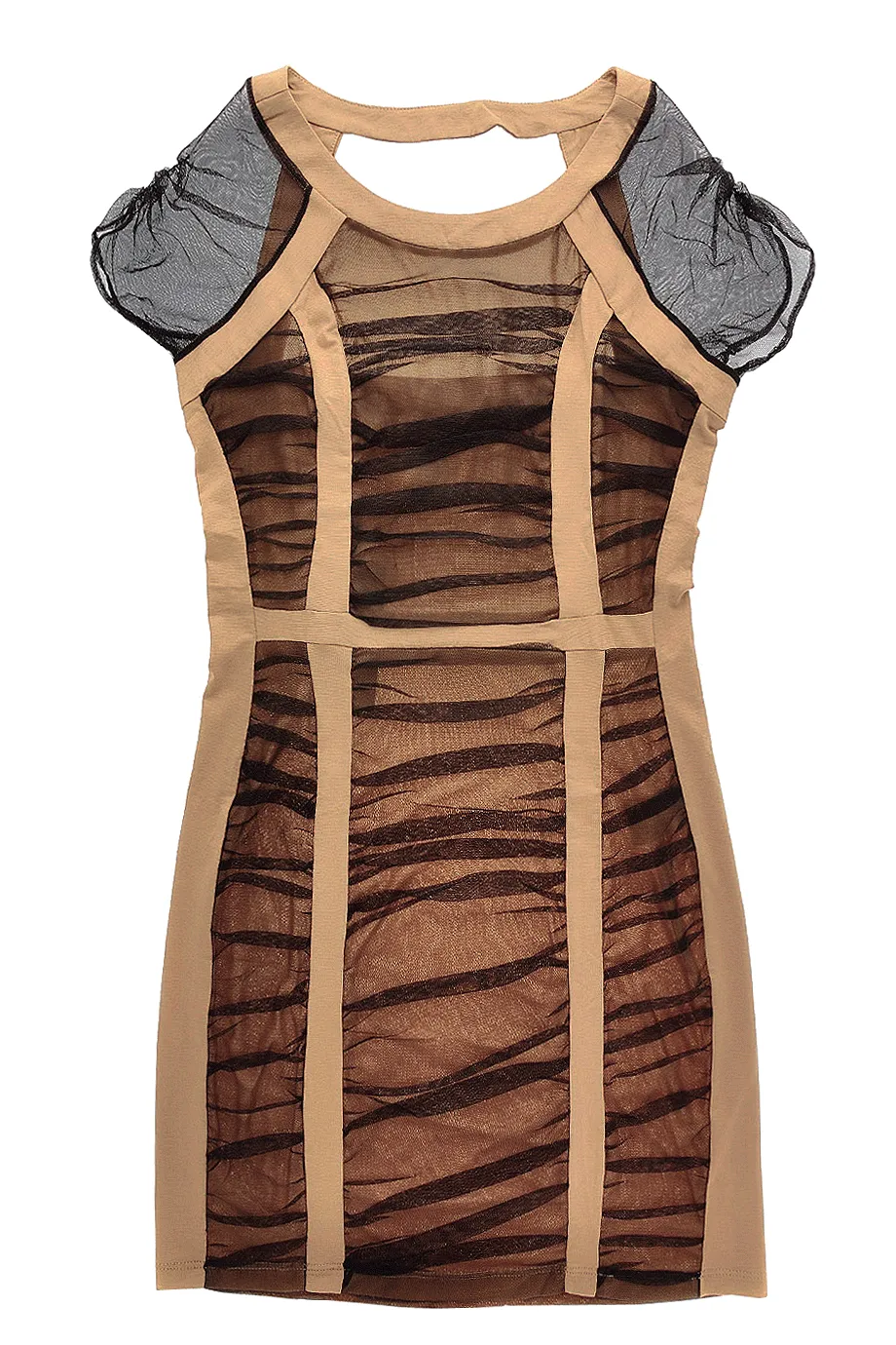 CARLOS MIELE MESH Nude Black Dress