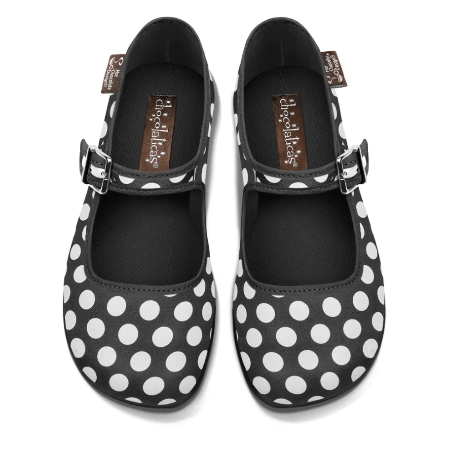 Chocolaticas® BLACK POLKA Mary Jane Flat
