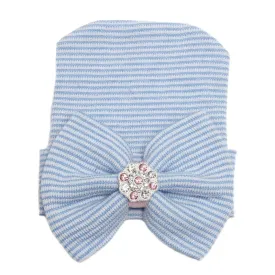 Copy of Newborn Infant Baby Hospital Hat with Large Bow and Rhinestones