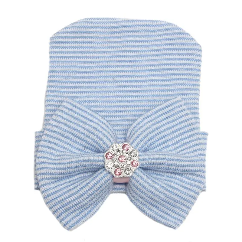 Copy of Newborn Infant Baby Hospital Hat with Large Bow and Rhinestones