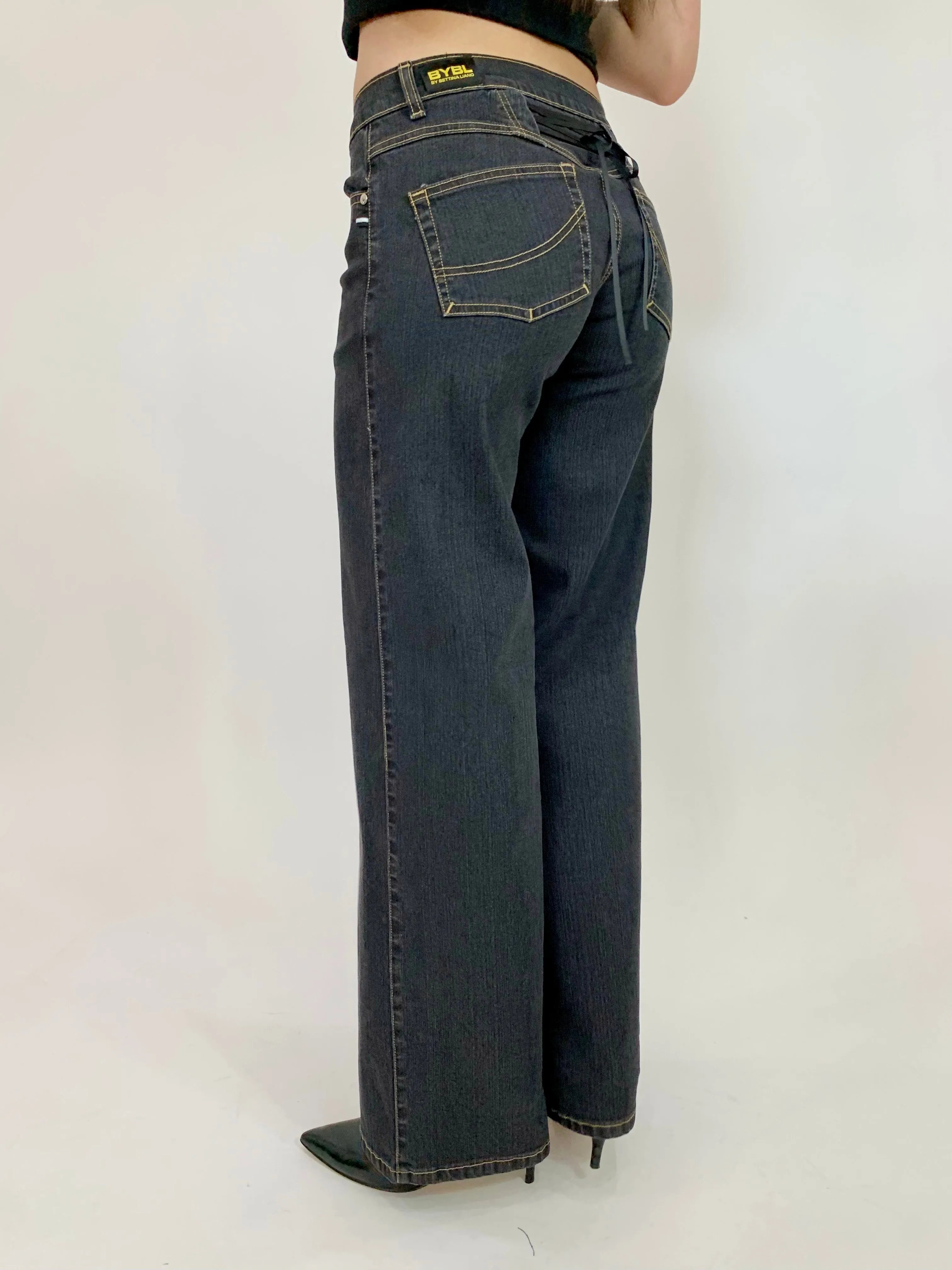 Corset Bro Jeans. Low Rise. Stretch.  Dusty Black.