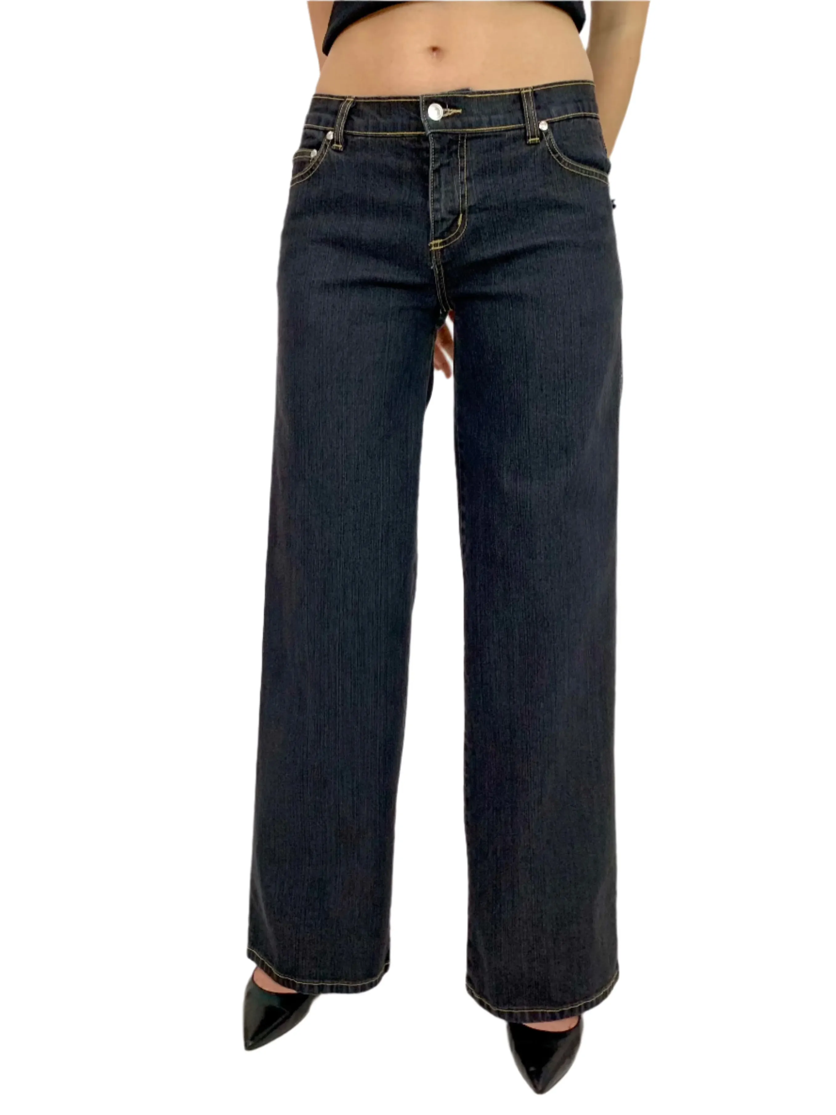 Corset Bro Jeans. Low Rise. Stretch.  Dusty Black.