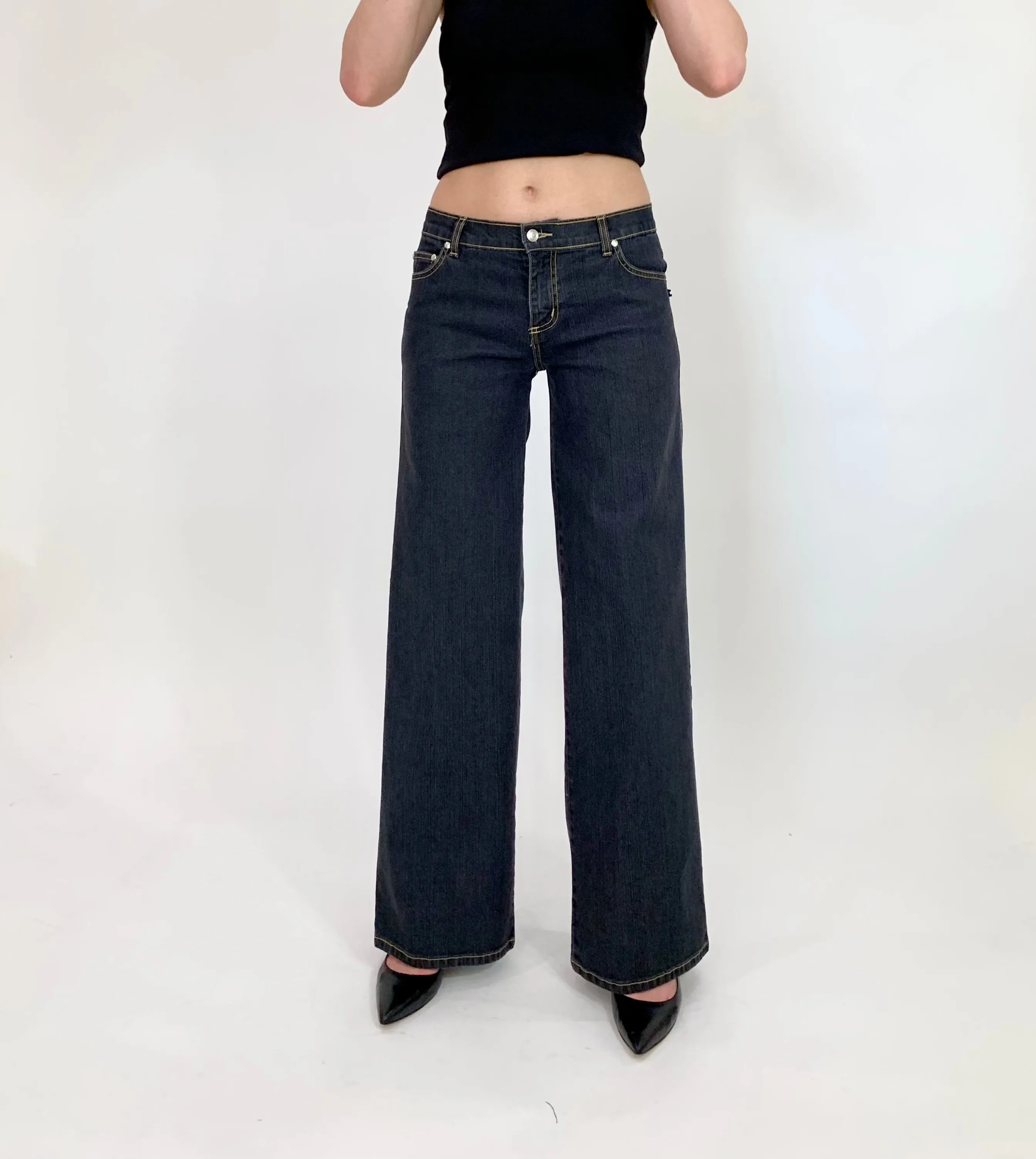 Corset Bro Jeans. Low Rise. Stretch.  Dusty Black.