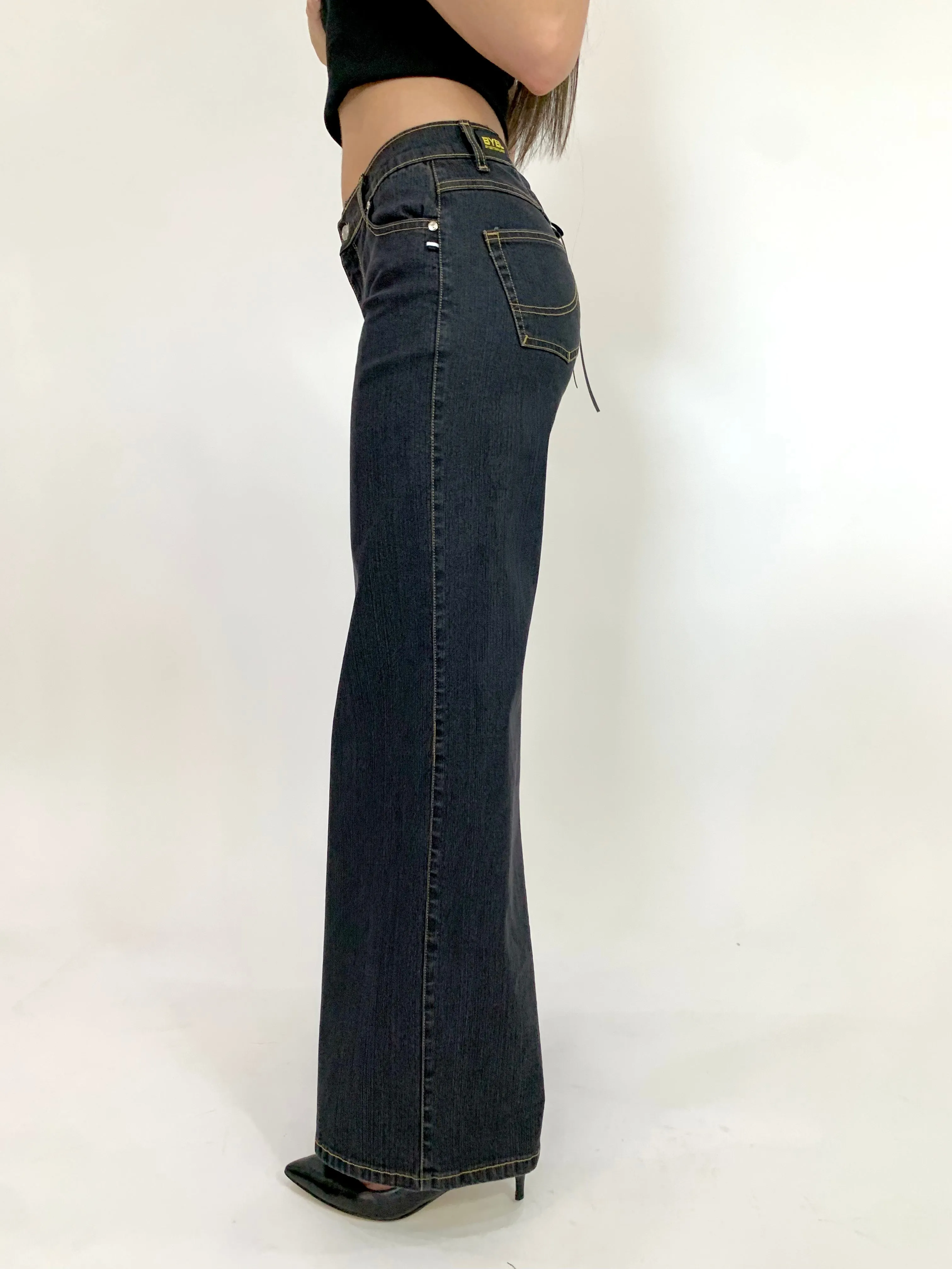 Corset Bro Jeans. Low Rise. Stretch.  Dusty Black.