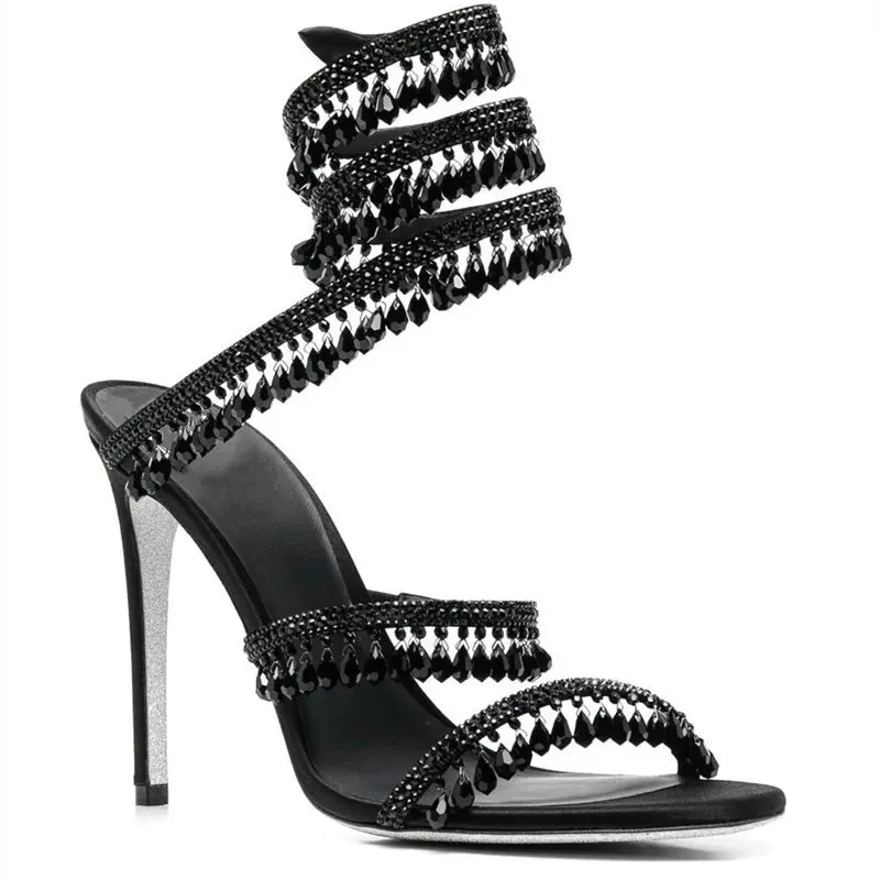 Crystal Pendant Tassels High Heels