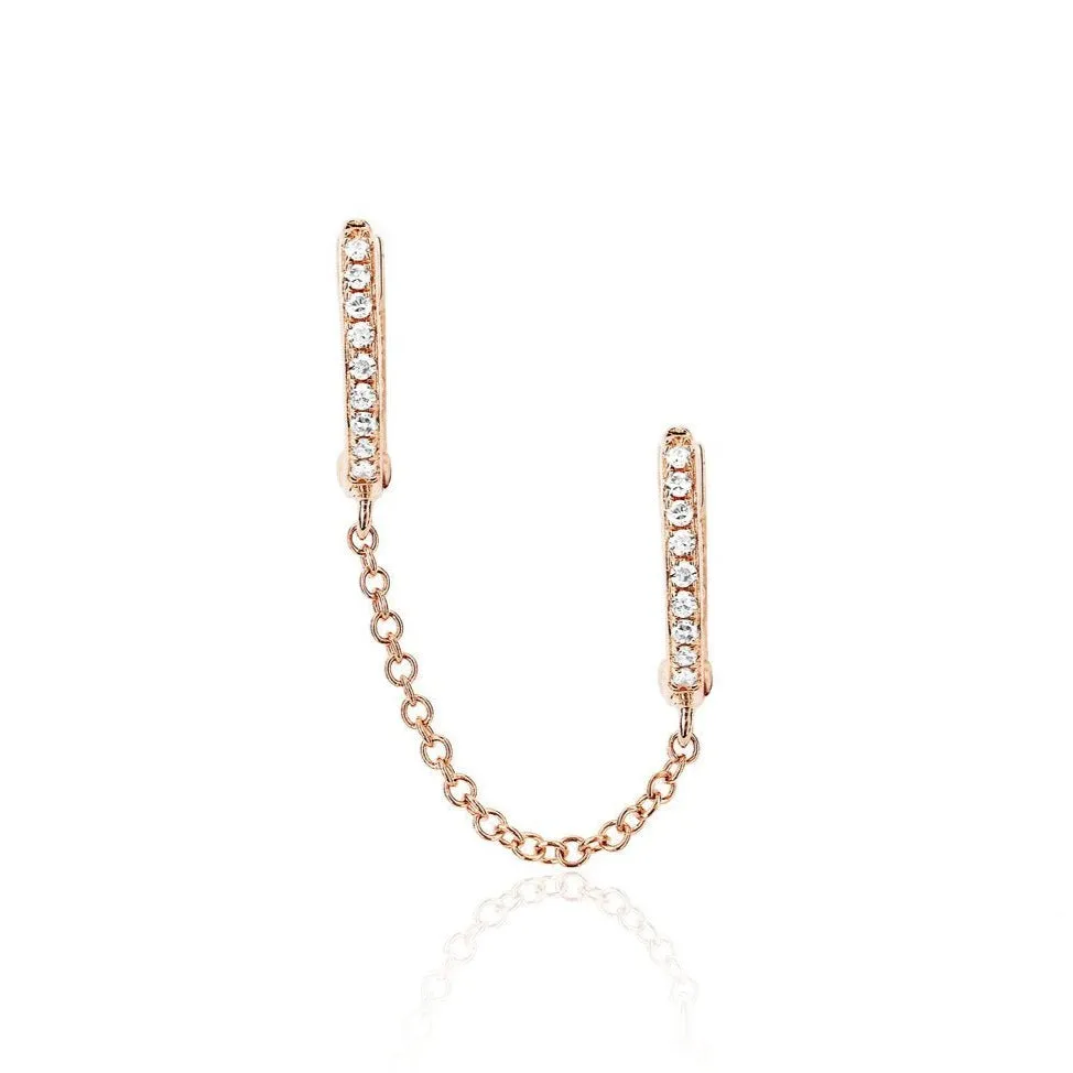 Diamond Double Huggie Chain Earring