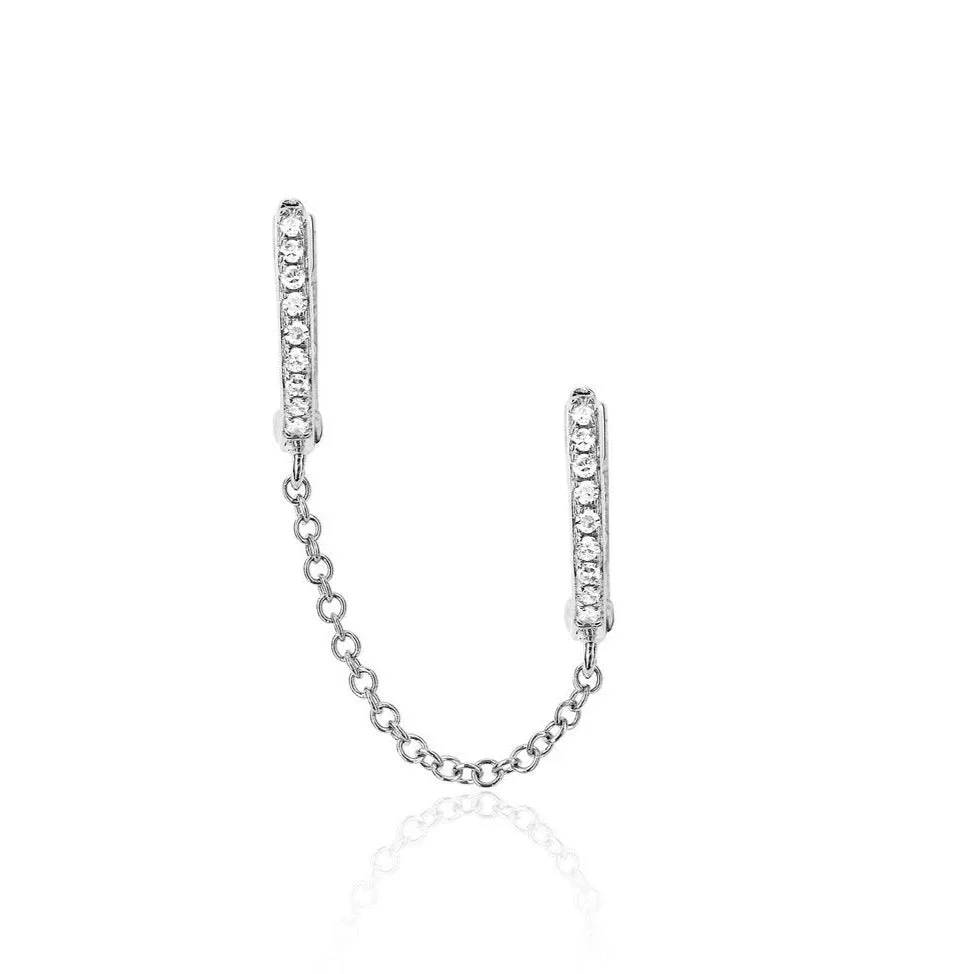 Diamond Double Huggie Chain Earring