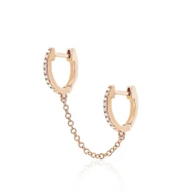 Diamond Double Huggie Chain Earring