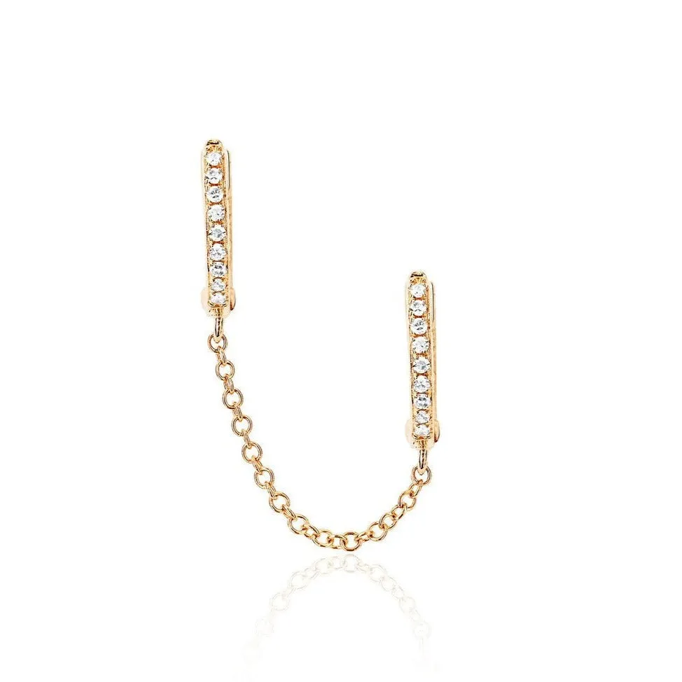Diamond Double Huggie Chain Earring