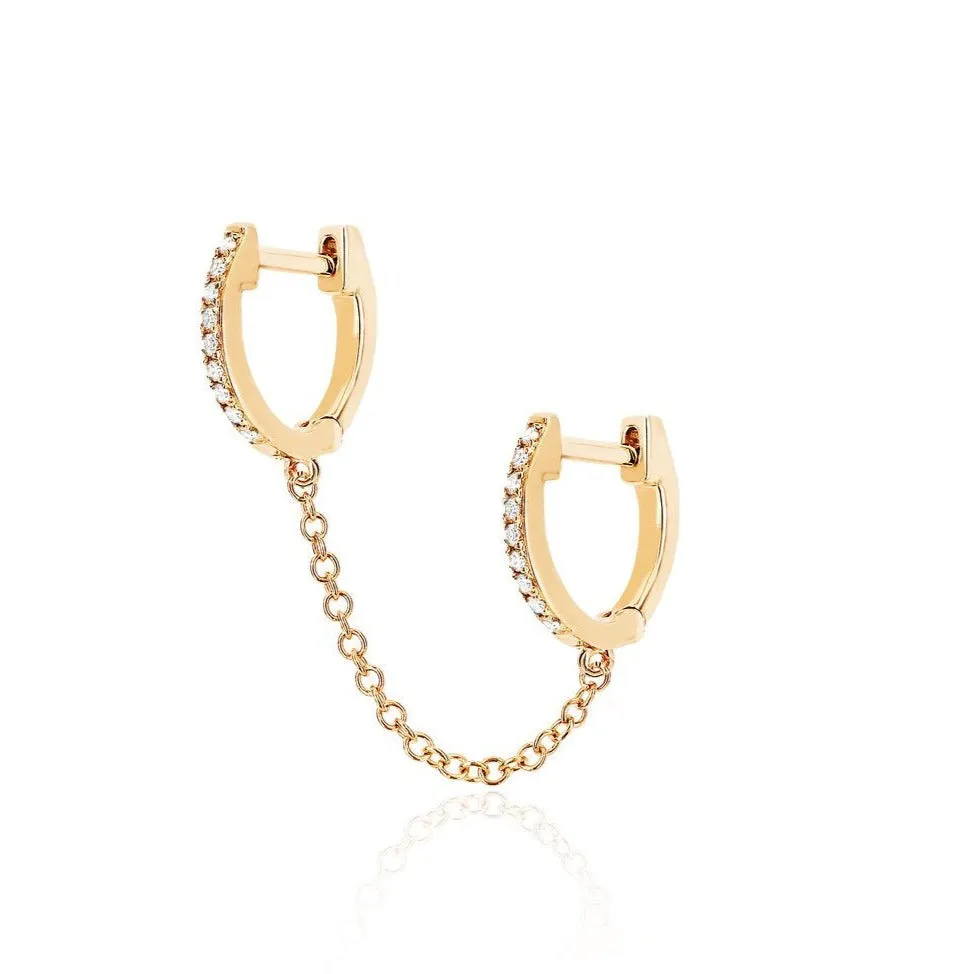 Diamond Double Huggie Chain Earring