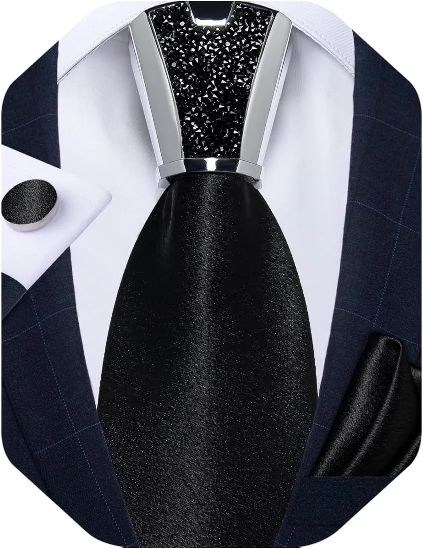 DiBanGu Mens Tie Set,Silk Solid Necktie and Shiny Tie Accessories Pocket Square Cufflinks Set With Gift Box for Wedding Party