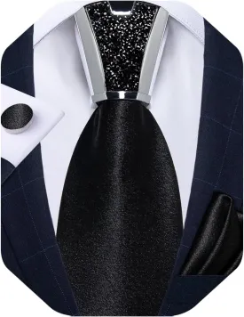 DiBanGu Mens Tie Set,Silk Solid Necktie and Shiny Tie Accessories Pocket Square Cufflinks Set With Gift Box for Wedding Party