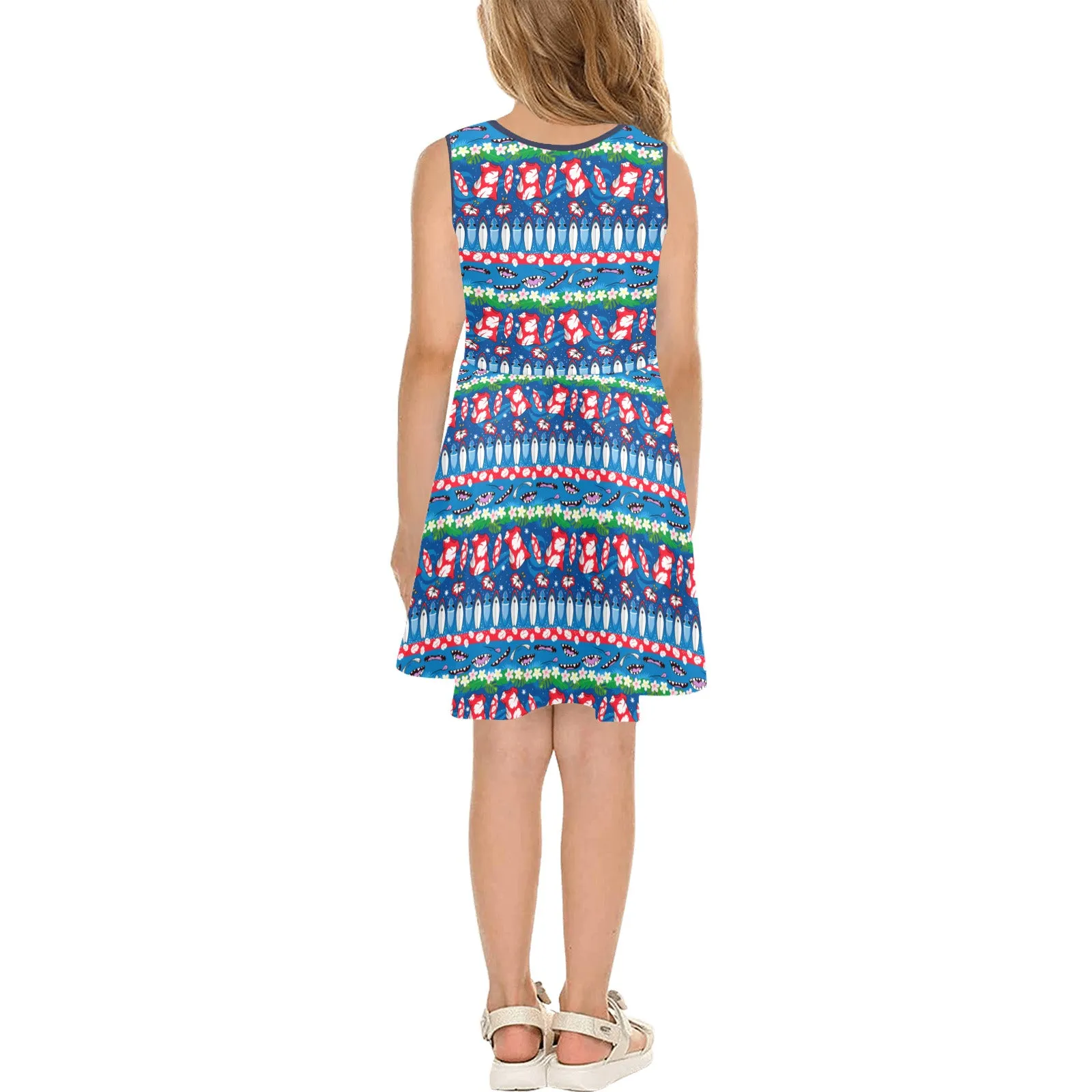 Disney Lilo And Stitch 626 Line Girls' Sleeveless Sundress