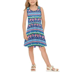 Disney Lilo And Stitch 626 Line Girls' Sleeveless Sundress