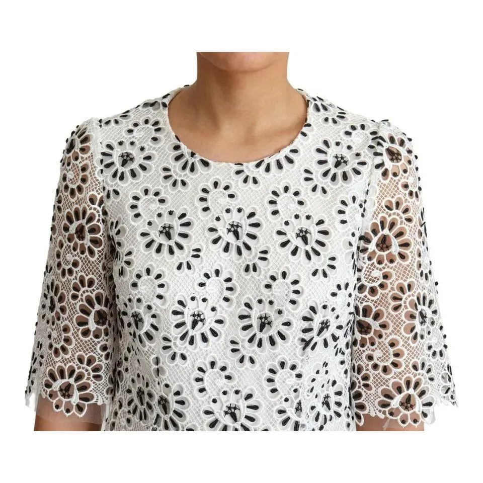 Dolce & Gabbana White Cutout Design Polyester A-line Midi Dress