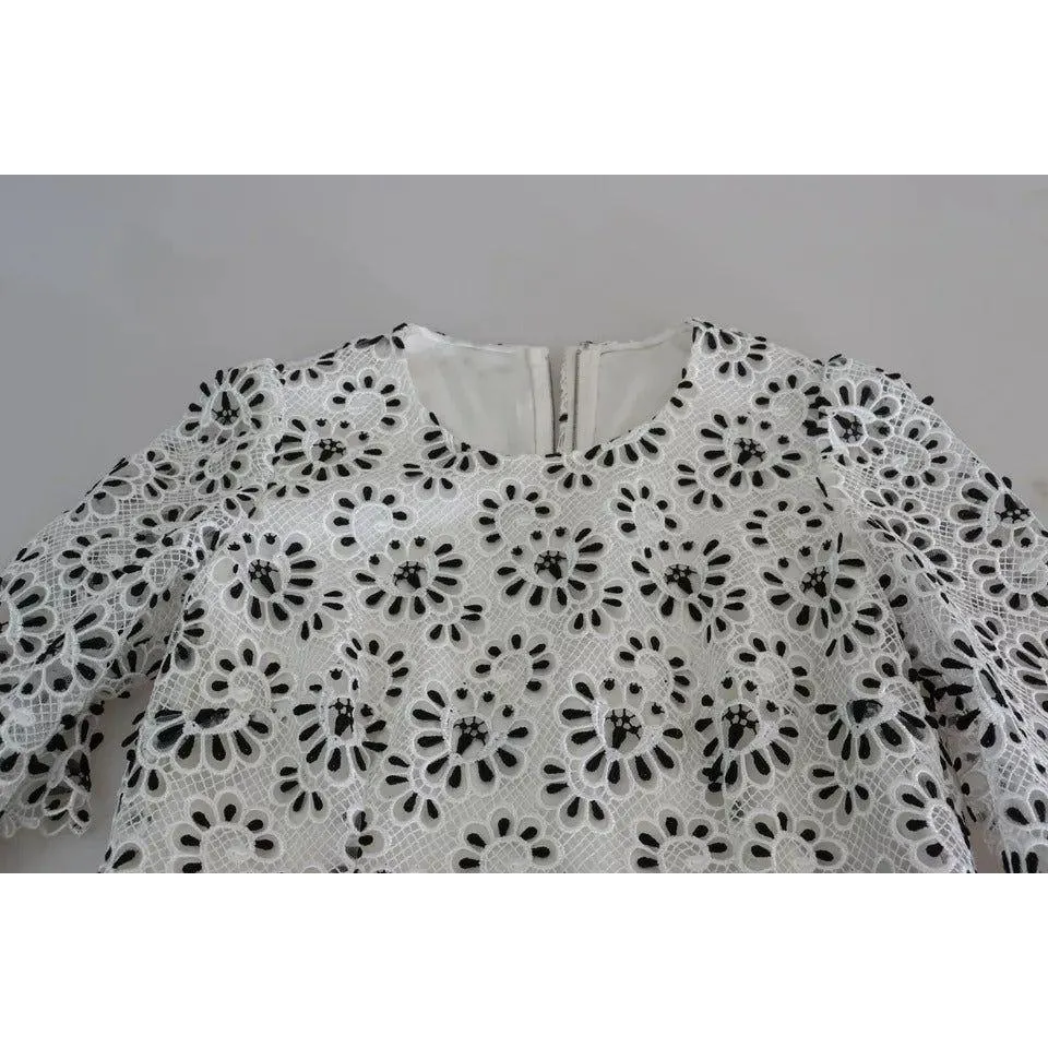 Dolce & Gabbana White Cutout Design Polyester A-line Midi Dress