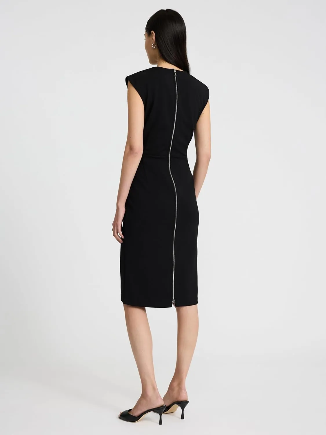 EXPRESS Womens Crew Neck Cap Sleeve Back Zipper MIDI Sheath Dress