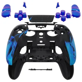 eXtremeRate Full Set Shell with Buttons Touchpad Cover Compatible with ps5 Edge Controller, Blue Flame Replacement Decorative Trim Shell Front Back Plates Compatible with ps5 Edge Controller