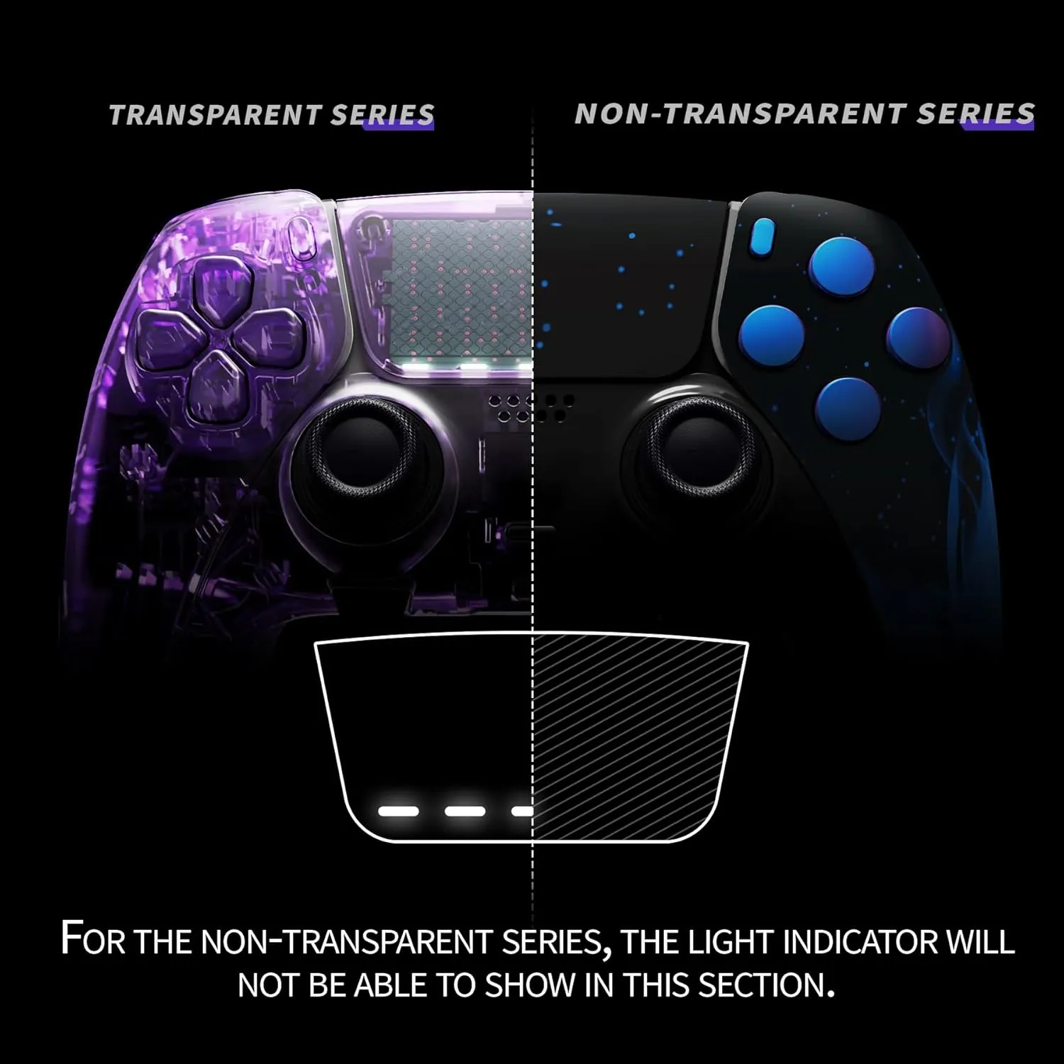 eXtremeRate Full Set Shell with Buttons Touchpad Cover Compatible with ps5 Edge Controller, Blue Flame Replacement Decorative Trim Shell Front Back Plates Compatible with ps5 Edge Controller