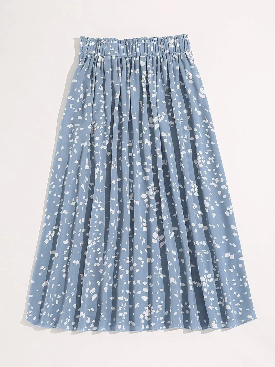 Floerns Women's Floral Print Boho Elastic Waist Scarf Print Pleated Midi Skirt