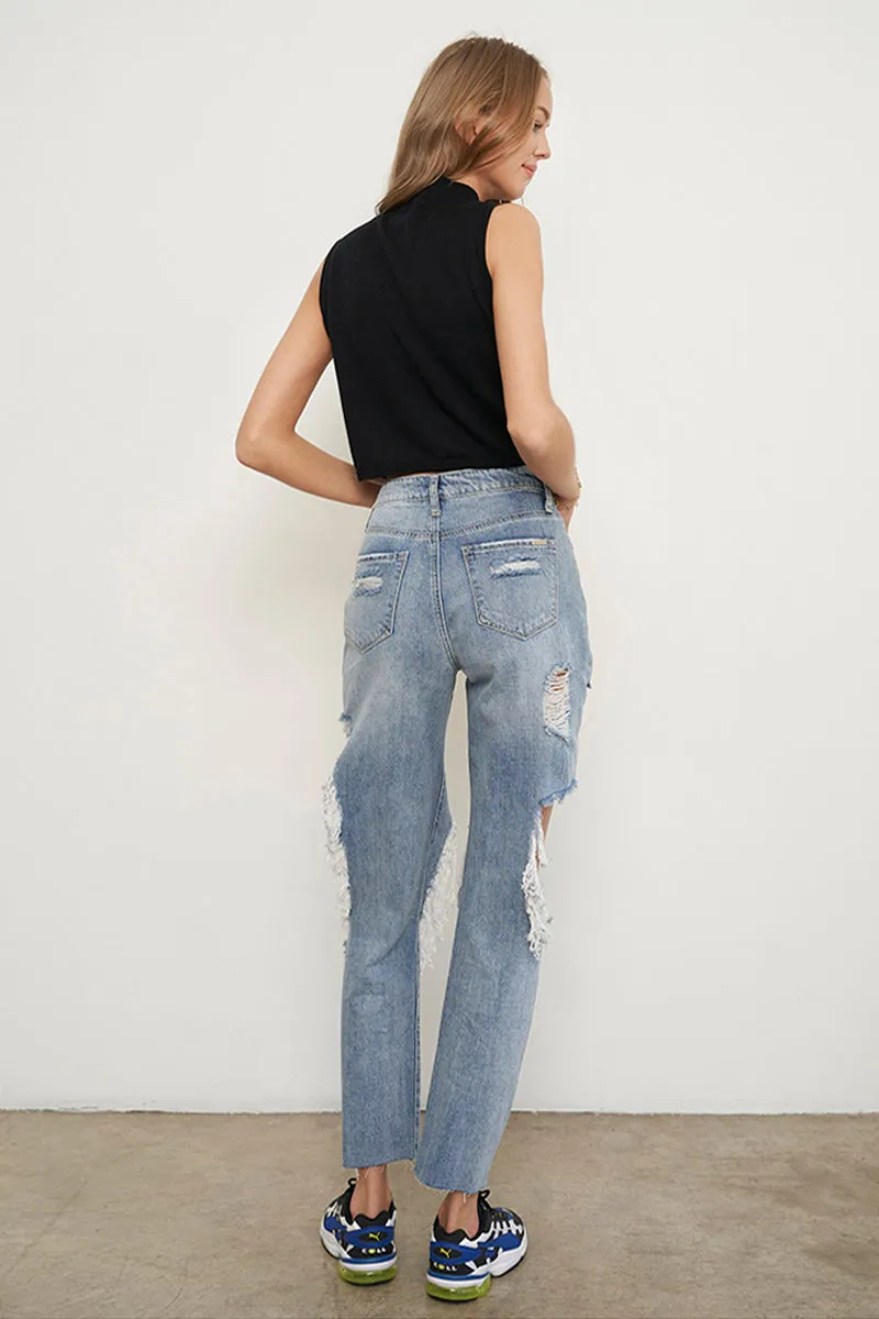 Free The People Mid-Rise Distressed Boyfriend Jeans