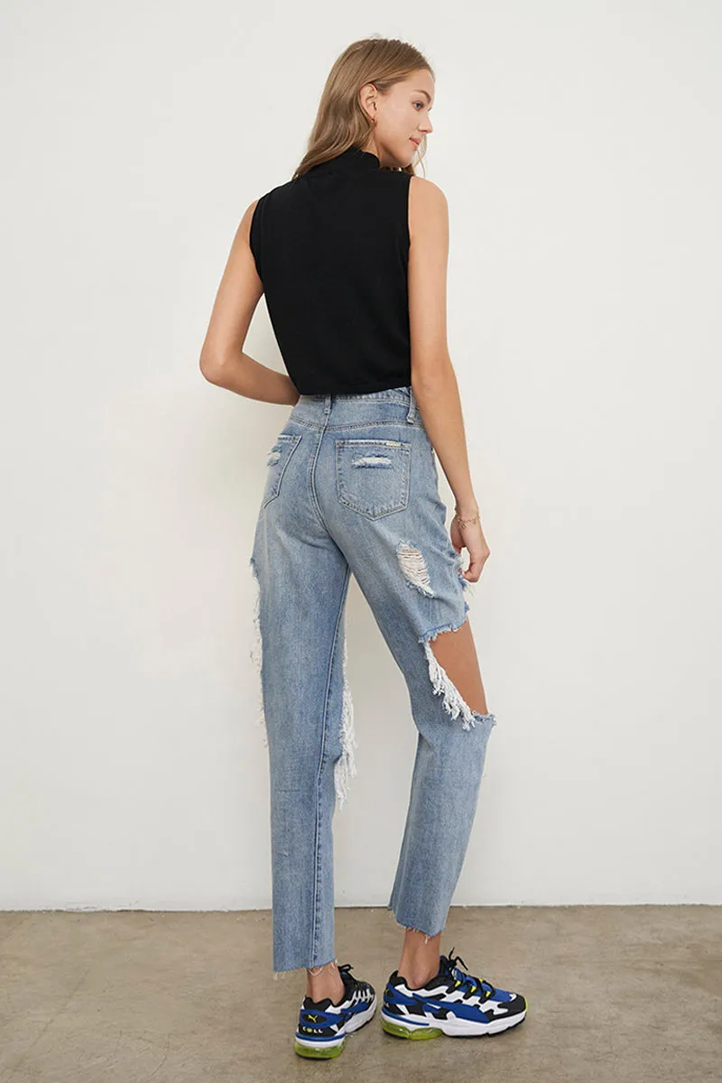 Free The People Mid-Rise Distressed Boyfriend Jeans