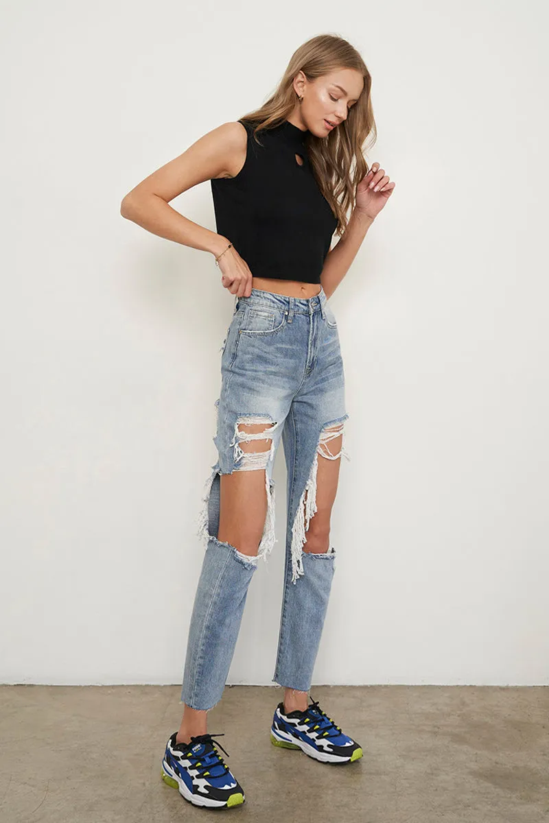 Free The People Mid-Rise Distressed Boyfriend Jeans