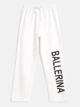 Girls White Ballerina Print Track Pants - Lyush Kids