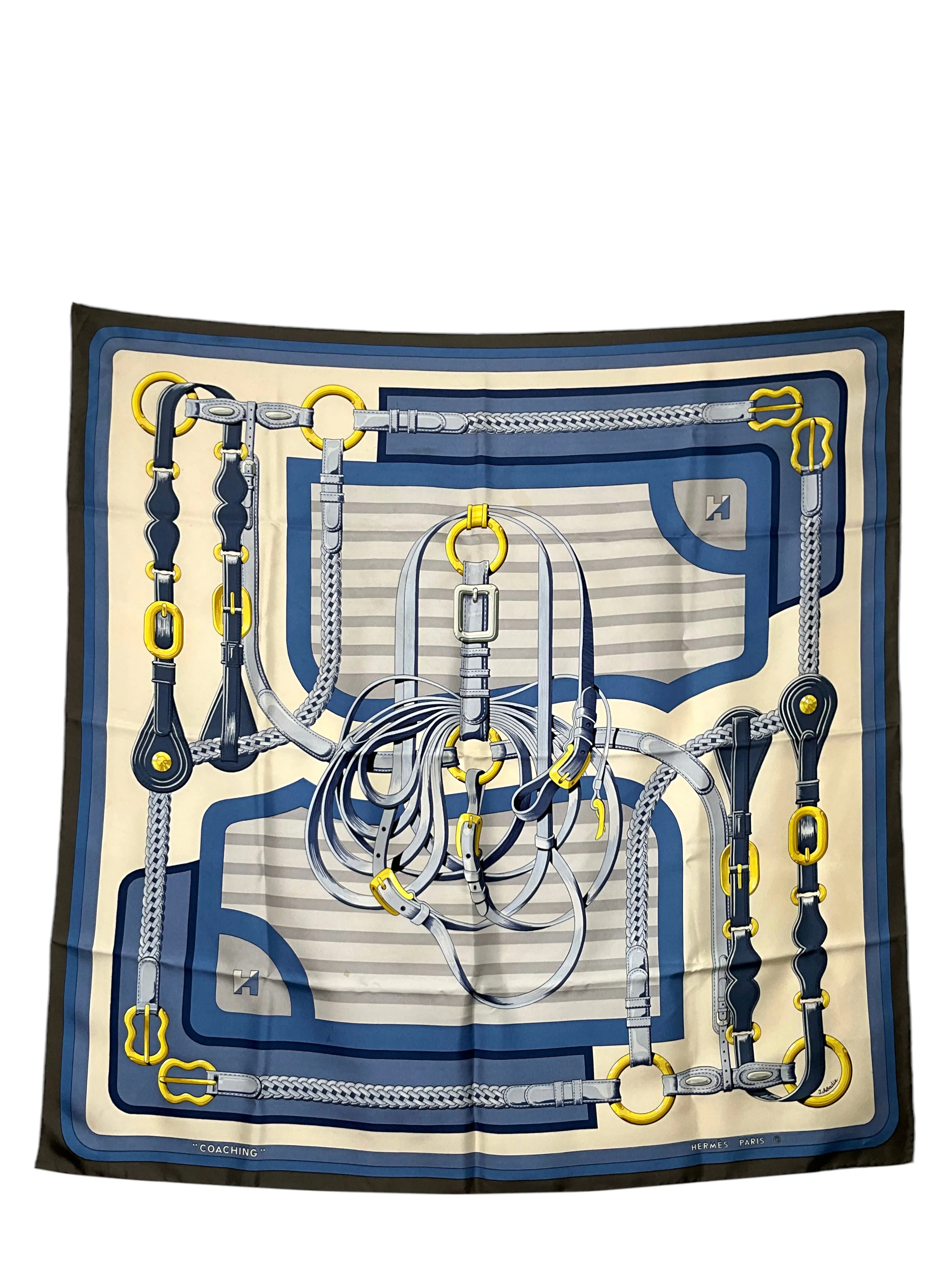 HERMES COACHING FOREVER Silk Scarf 90