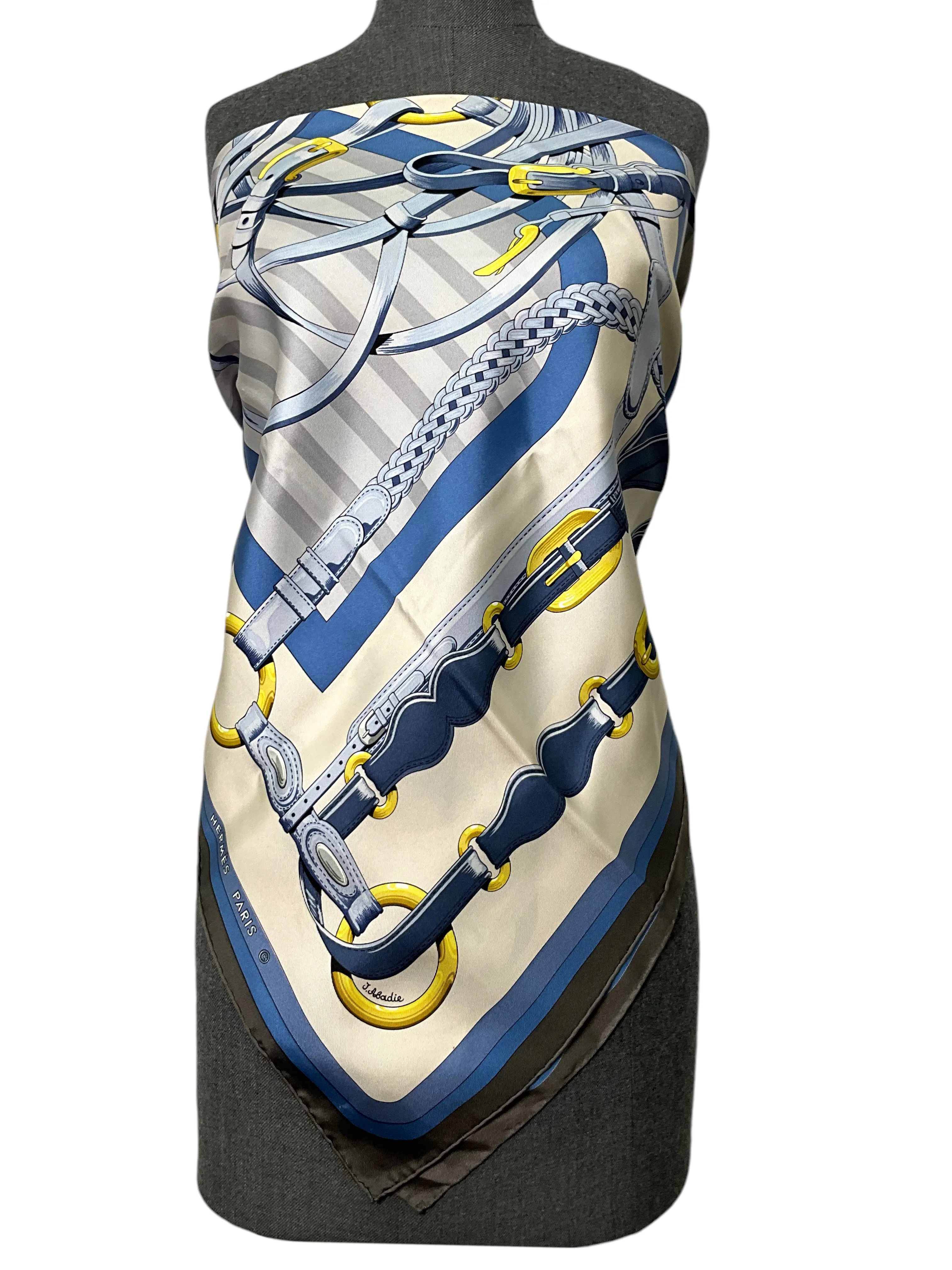 HERMES COACHING FOREVER Silk Scarf 90