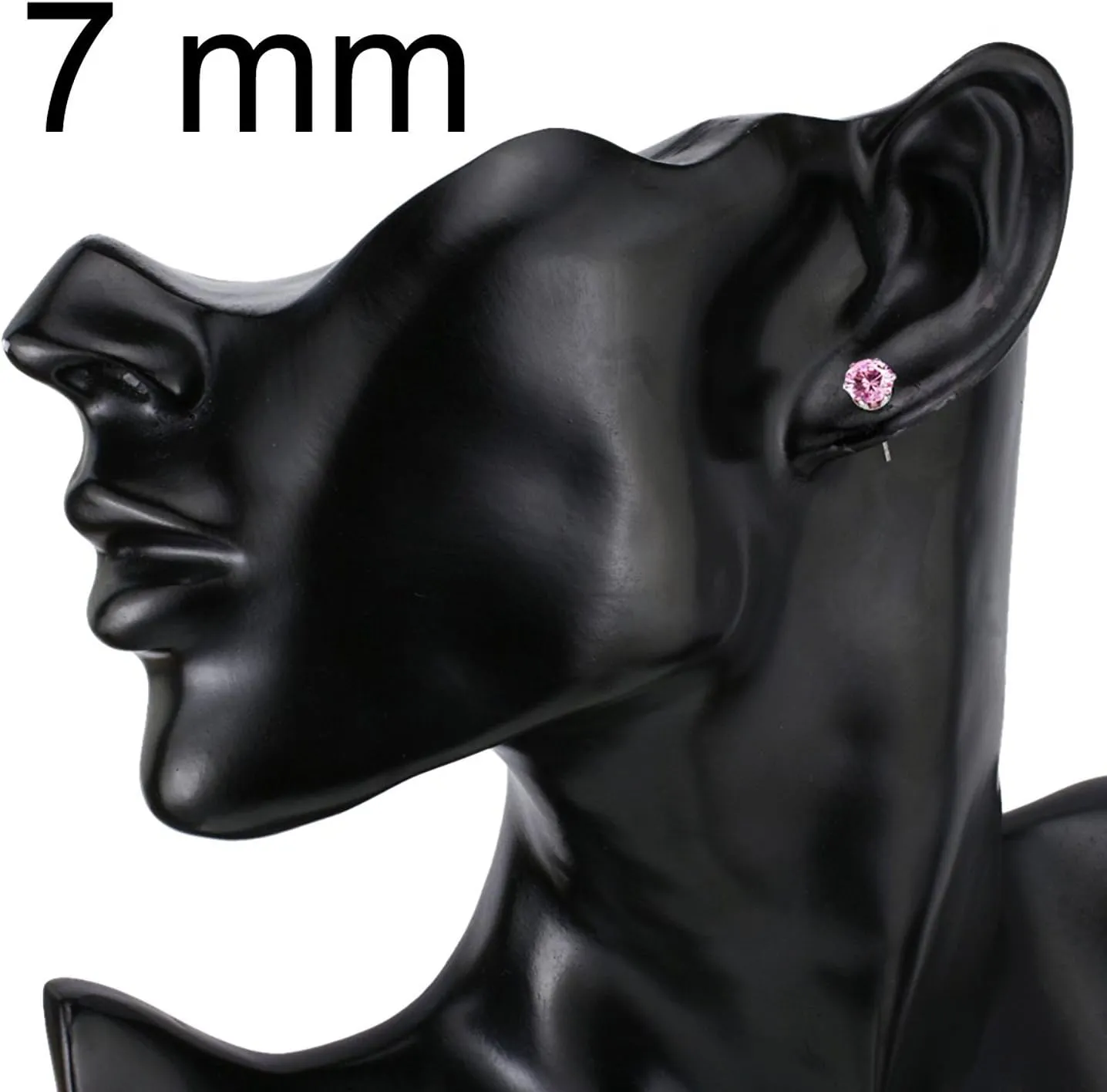JEWELRIESHOP Earrings for Women Studs Set Stainless Steel CZ Earing Hypoallergenic Multiple Piercing Ear Stud (5 Pairs, 3-7mm Black CZ, Black Post, 6 Prong)