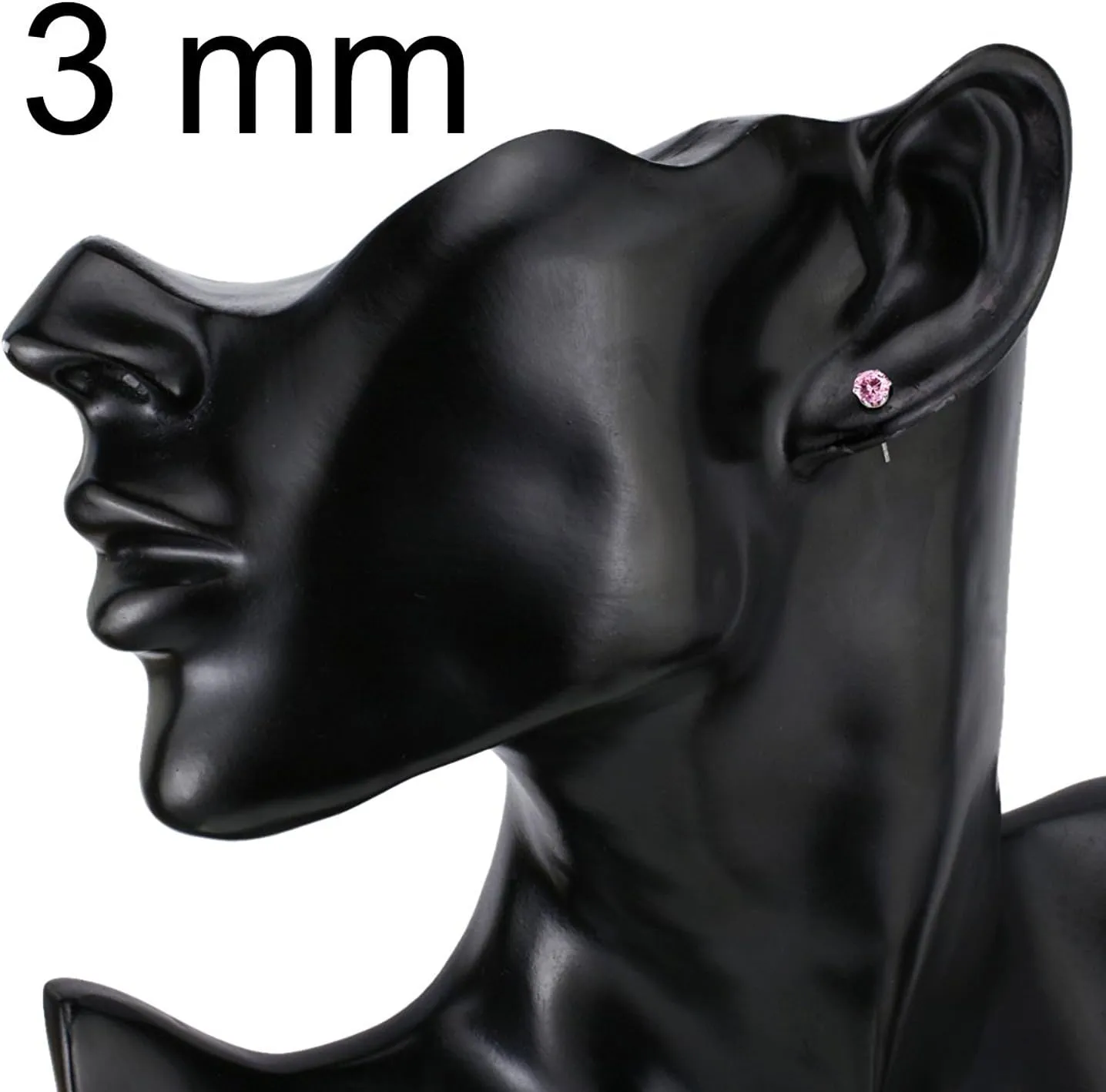 JEWELRIESHOP Earrings for Women Studs Set Stainless Steel CZ Earing Hypoallergenic Multiple Piercing Ear Stud (5 Pairs, 3-7mm Black CZ, Black Post, 6 Prong)